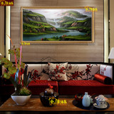 简约现代中式纯手工绘油画客厅山水风景美装饰画有框聚宝盆FJ2043