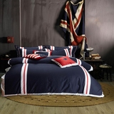 纯全棉四件套欧美英伦地中海田园简约时尚风格床上用品被套床单式