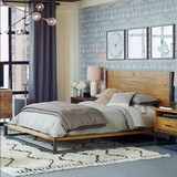 美式松木简约纯实木床家具双人床矮床单人床木板床1.5铁艺床1.8米