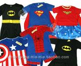 #J170美国队长蝙蝠侠超人蜘蛛侠神奇女短袖衣服儿童演出服装表演