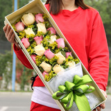 信阳玫瑰鲜花礼盒装花束情人节鲜花预定同城免费送货上门花店送花