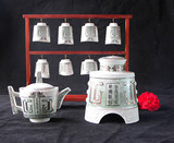 整套茶具10头 唐山红陶 优质骨瓷 古朴编钟  馈赠佳品