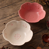 英式下午茶 陶瓷樱花造形水果碗礼盒套装 白色粉红两色日式单只售