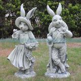 欧式花园园林雕塑摆件可爱兔动物庭院摆设入户花园家居工艺装饰品