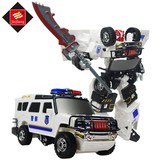 锦江 变形玩具金刚4 大号警车声光汽车机器人正版模型男孩儿童