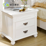 欧式白色全实木床头柜法式卧室床边柜韩式田园抽屉储物二斗柜家具