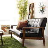 宜家小户型客厅真皮沙发组合日式实木扶手沙发椅单双人布艺咖啡椅