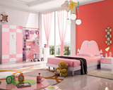 儿童床女孩公主床1.21.5米小孩床单双人床粉色女童床儿童套房家具