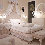 公主床 欧式意大利实木雕花床软包布艺女孩床儿童套房 可定制