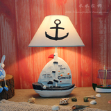 地中海风创意时尚树脂帆船台灯储蓄罐 儿童房装饰台灯摆件存钱罐