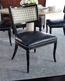 美式法式皮艺餐椅做旧复古欧式软背椅 酒店咖啡厅样板间餐厅餐椅