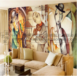 大型个性壁画 客厅卧室电视背景墙欧式壁纸人物抽象油画艺术墙纸