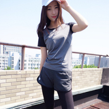 韩国2016夏季薄款跑步短袖韩版弹力运动健身圆领瑜伽T恤女上衣潮