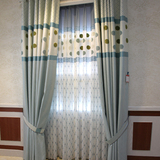 杭家简约现代蓝色高档绣花布料客厅卧室定制窗帘成品窗纱米兰格调