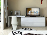 白色烤漆梳妆台电视柜简约现代卧室书桌电视柜组合柜