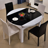 电磁炉餐桌椅组合现代简约可伸缩折叠钢化玻璃6人圆角餐桌
