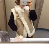 韩国代购冬装韩版加厚修身显瘦短款羊羔毛拼接毛领马甲背心外套女