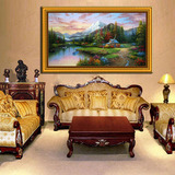 欧式风景客厅油画餐厅壁画酒店装饰画有框横幅纯手绘托马斯花园