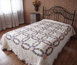 艳小花高端手工绗缝被纯棉拼布被绣花床盖四季被出口床盖床罩