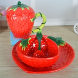 草莓餐具陶瓷水果碗饭碗儿童米饭碗礼品碗可爱套装创意卡通面碗
