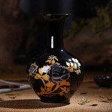 景德镇陶瓷器景泰蓝小花瓶工艺品摆件创意装饰品摆设家居描金黑釉