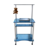 小户型蓝色钢化玻璃台式家用简约可移动简约时代特价电脑桌学习桌