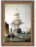 纯手绘欧式古典海景帆船油画玄关竖版装饰画走廊过道配画定制