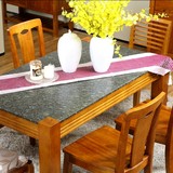 特价东南亚全纯实木天然大理石餐桌 中式现代水曲柳家具饭桌包邮