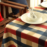 爱丁堡地中海格子加厚全棉帆布桌布布艺台布餐桌布茶几布 可定做