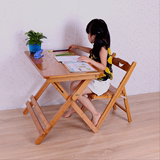 四方桌包邮儿童学习可升降楠竹桌椅可调节实木学生写字书桌可折叠