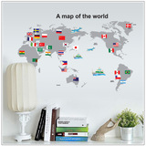 特价包邮卧室客厅办公室教室DIY墙贴世界地图 国旗AY7191厂家直销