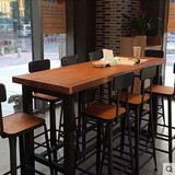 青柠檬简约现代咖啡厅茶餐厅星巴克椅酒吧办公桌实木铁艺餐桌椅