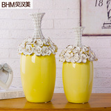 家居创意陶瓷花瓶黄色插花玄关客厅现代简约摆件装饰品乔迁礼物