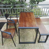 长条桌办公桌LOFT美式铁艺复古西餐厅奶茶店咖啡厅小餐桌椅组合