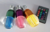 LED水晶灯RGB七彩水柱灯水泡灯气泡灯3W16色平果遥控灯E27彩色灯