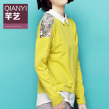 印花衬衫长袖T恤2016春季新品韩版女装假两件套衬衣上衣潮153C323