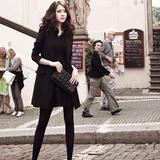 韩版修身气质通勤女士黑色中长款西服 春秋新款显瘦小西装外套