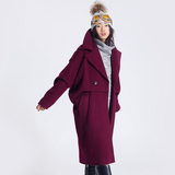画粉製衣设计师原创女装2015冬新款茧型超大廓形羊毛呢大衣长外套