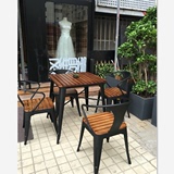 餐饮桌椅奶茶店咖啡厅桌椅洽谈实木阳台西餐厅桌椅组合小方桌