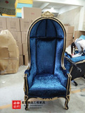 欧式高背椅新古典鸟笼椅实木单人公主沙发布艺会所大厅装饰形象椅