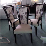 新中式餐椅 古典印花椅 水曲柳实木餐椅 现代简约奢华扶手椅 现货