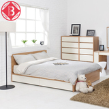 EBELLS收纳家具简约现代1.5米1.8米板式卧室双人床高箱储物抽屉床