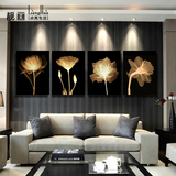透明花客厅装饰画现代简约无框画装饰画沙发背景挂画墙画壁画金色
