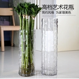 圆口竹节创意透明玻璃花瓶落地水培特大号富贵竹客厅落地摆放花瓶
