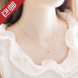 特韩国代购女饰品 小星星爱心 珍珠 双层极细 短款锁骨链 项链