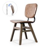 北欧实木餐厅椅 简约美式椅子咖啡厅桌椅 Loft铁木家具酒吧皮质椅