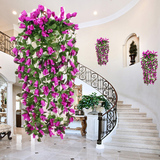 仿真紫色白色玫瑰花壁挂紫罗兰花藤吊兰花吊篮花阳台家居墙体装饰