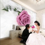 大型壁画电视背景墙纸壁纸客厅玫瑰花无缝3D无纺布卧室婚房床头