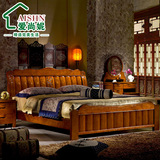爱尚妮家具 实木床1.8米双人床白蜡木床特价中式卧房家具特价