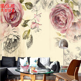 环保无缝整张壁纸壁画 客厅卧室沙发电视背景墙纸 欧式手绘3D玫瑰